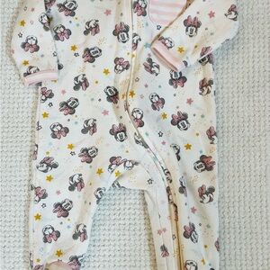 Disney Baby — MINNIE MOUSE — Pink and White Sleeper — Pajamas - 0-3 mos